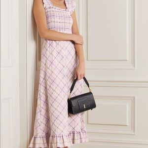 Ganni Smocked Seersucker Dress, Size 40